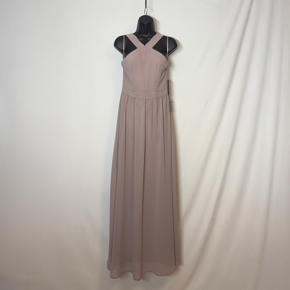 Lulu's Pink Pleated Halter Maxi Dress (size: medium)